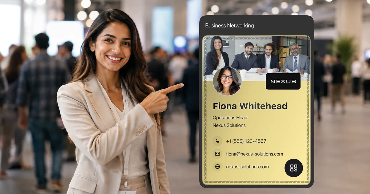 A digital business card being shared between two phones