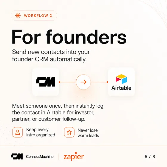 For founders: send new contacts into your Airtable founder CRM automatically