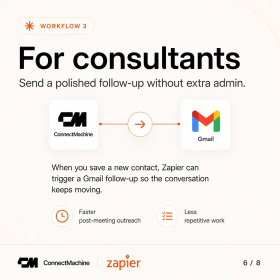 For consultants: trigger a Gmail follow-up when you save a new contact