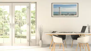 Meeting room by the garden Zoom virtual background