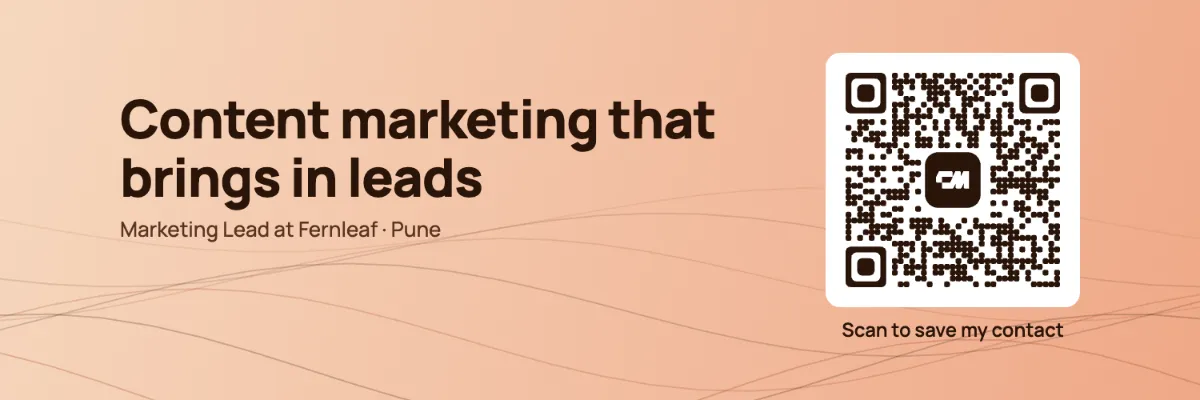 Marketer Twitter header example in peach: Content marketing that brings in leads