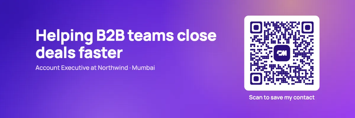 Sales Twitter header example in violet: Helping B2B teams close deals faster