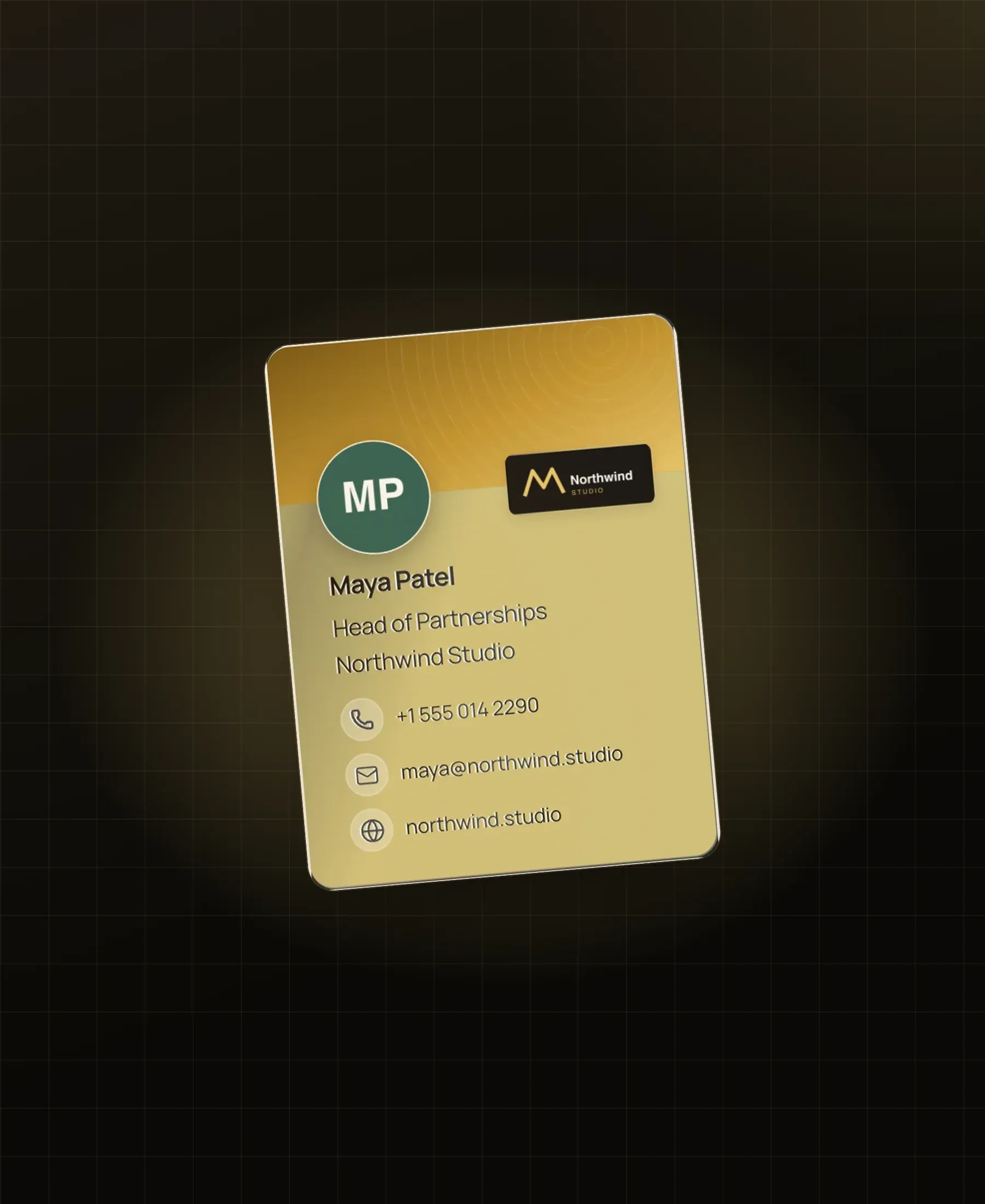 Carte de visite numérique de Maya Patel créée avec le créateur gratuit