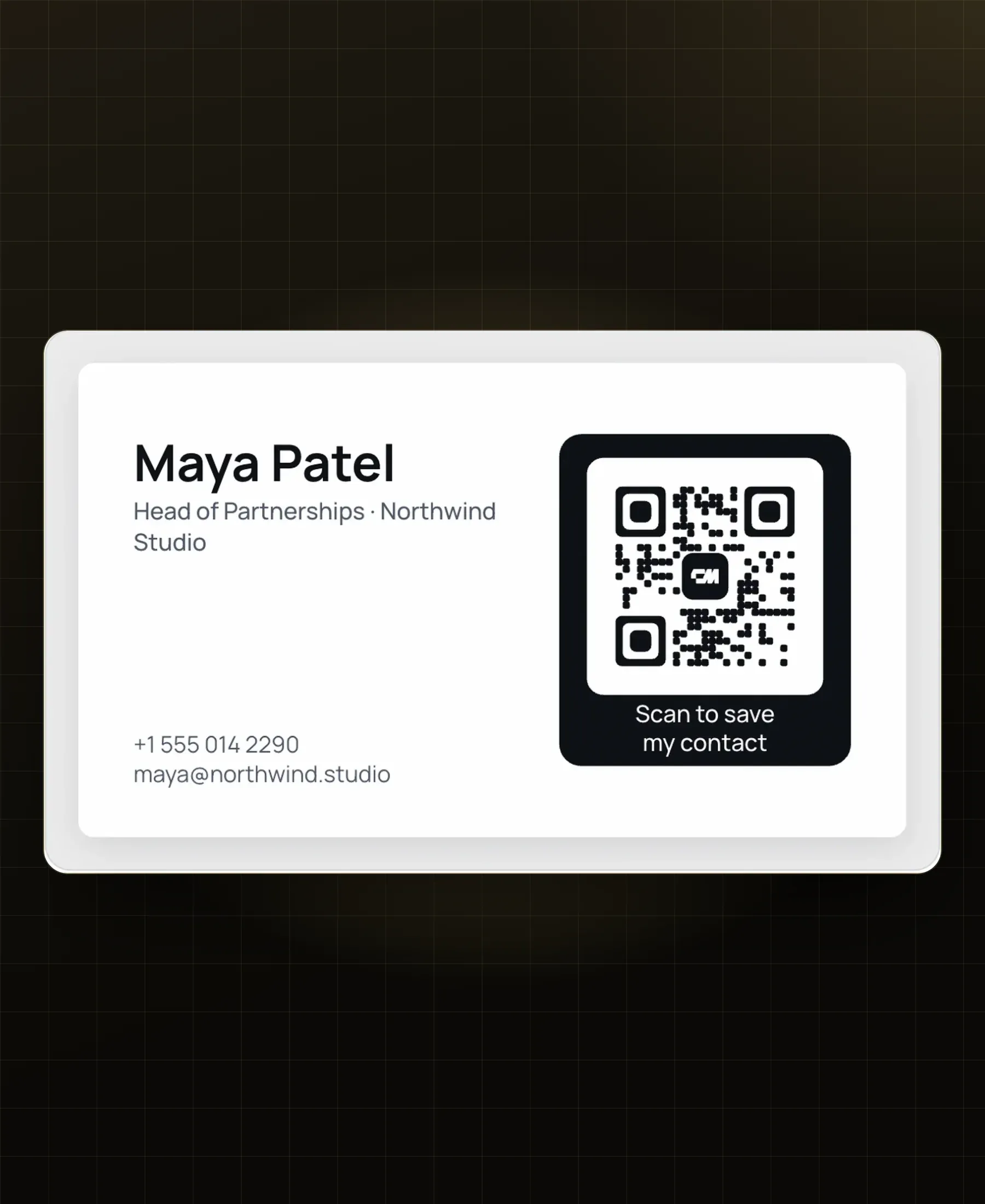 Modèle de carte de visite avec QR code vCard