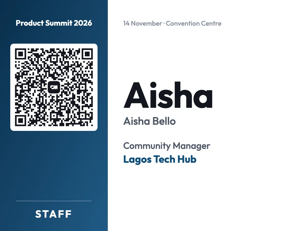 Split event badge template, staff badge with a colour panel holding the QR code