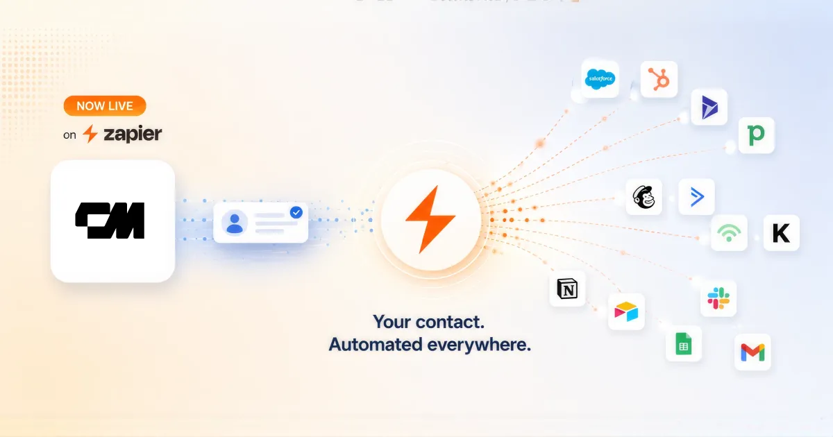 Контакты из ConnectMachine проходят через Zapier в Salesforce, HubSpot, Notion, Slack и другие приложения