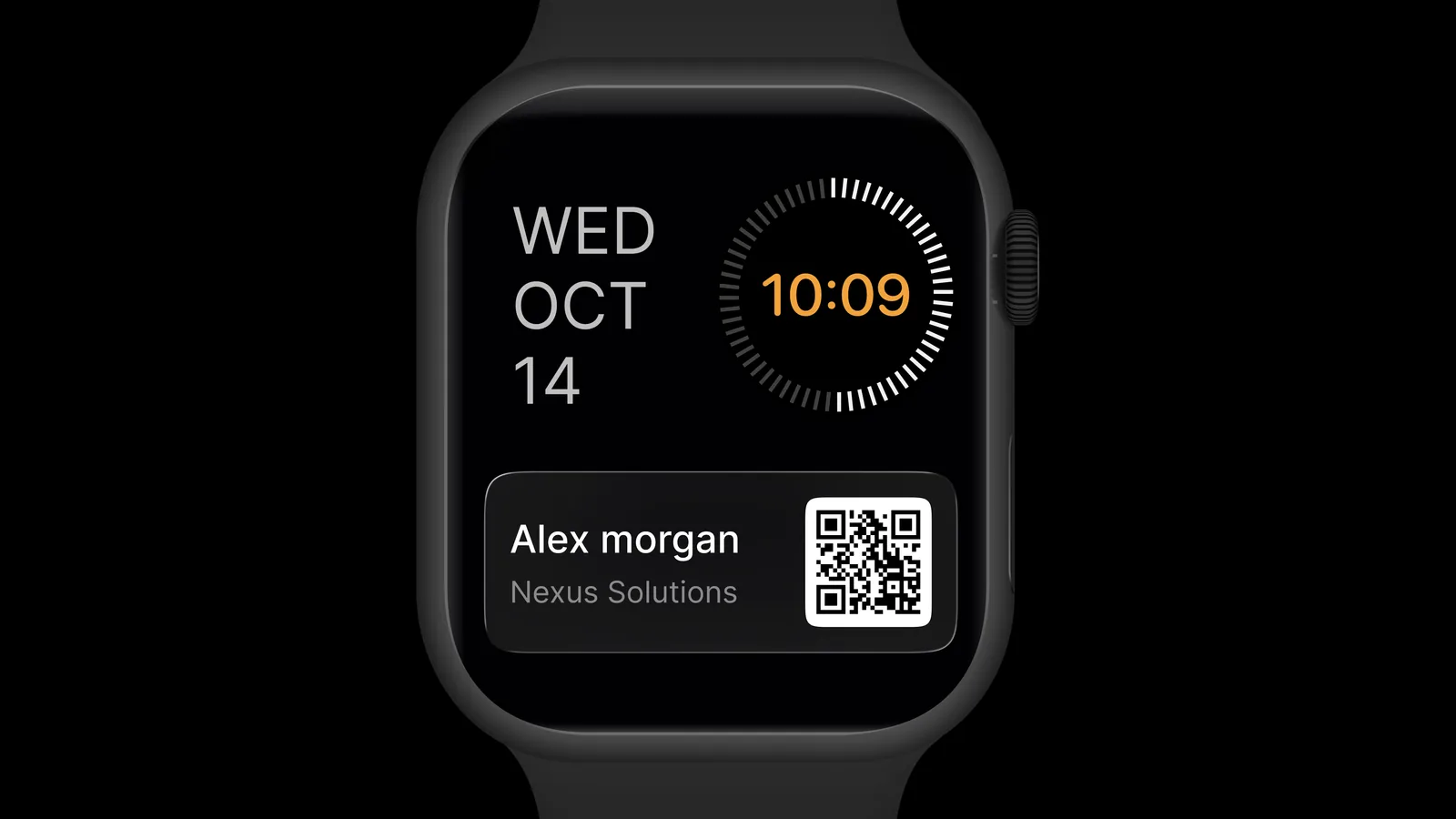 QR-код визитки ConnectMachine на экране Apple Watch
